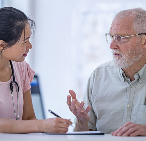 Patient talking to a doctor